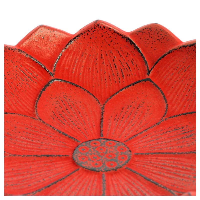 Quemador de incienso japonés rojo de hierro fundido, IWACHU LOTUS, flor de loto