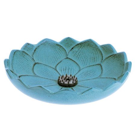 Japanese blue cast iron incense burner, IWACHU LOTUS, lotus flower