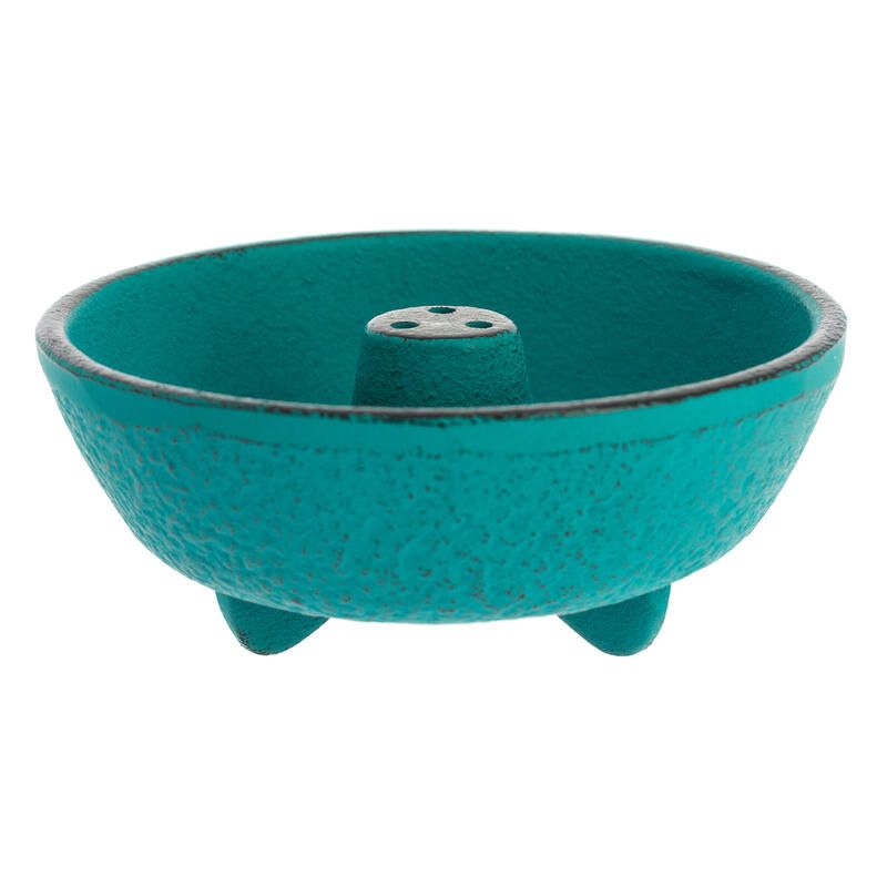 Incense burner in turquoise cast iron, IWACHU, fountain