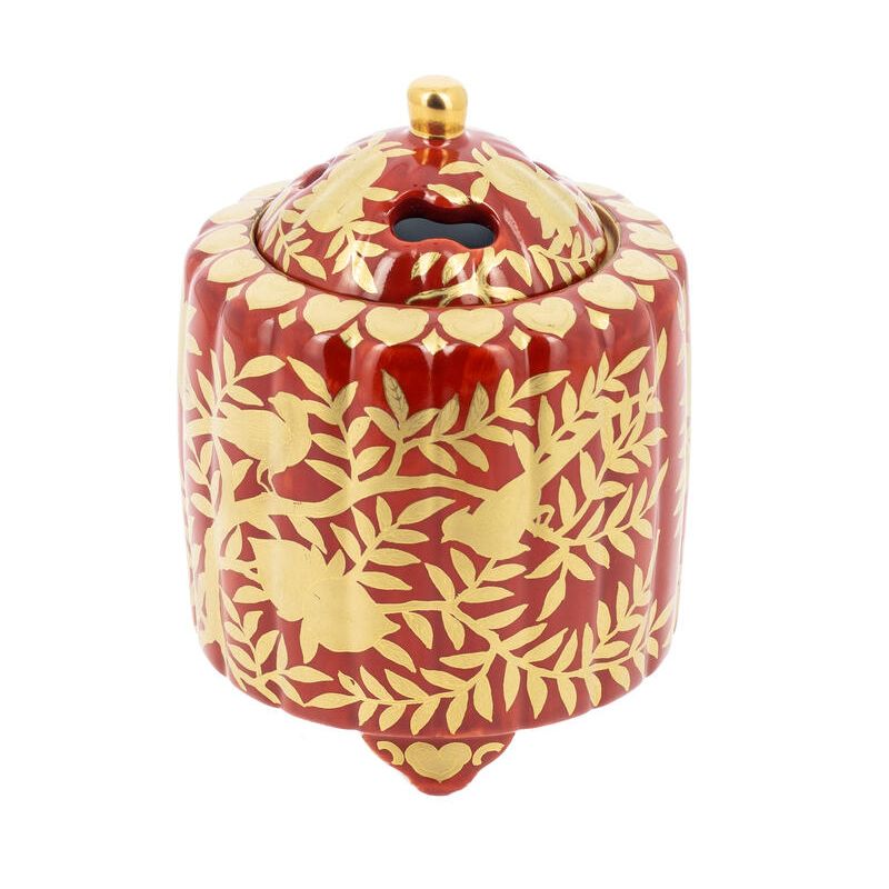 Bruciaincenso giapponese in ceramica con motivo pesca, MOMO, 8,5 x 11 cm