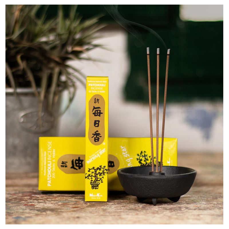 Box of 50 Japanese incense sticks, MORNING STAR PATCHOULI, patchouli fragrance