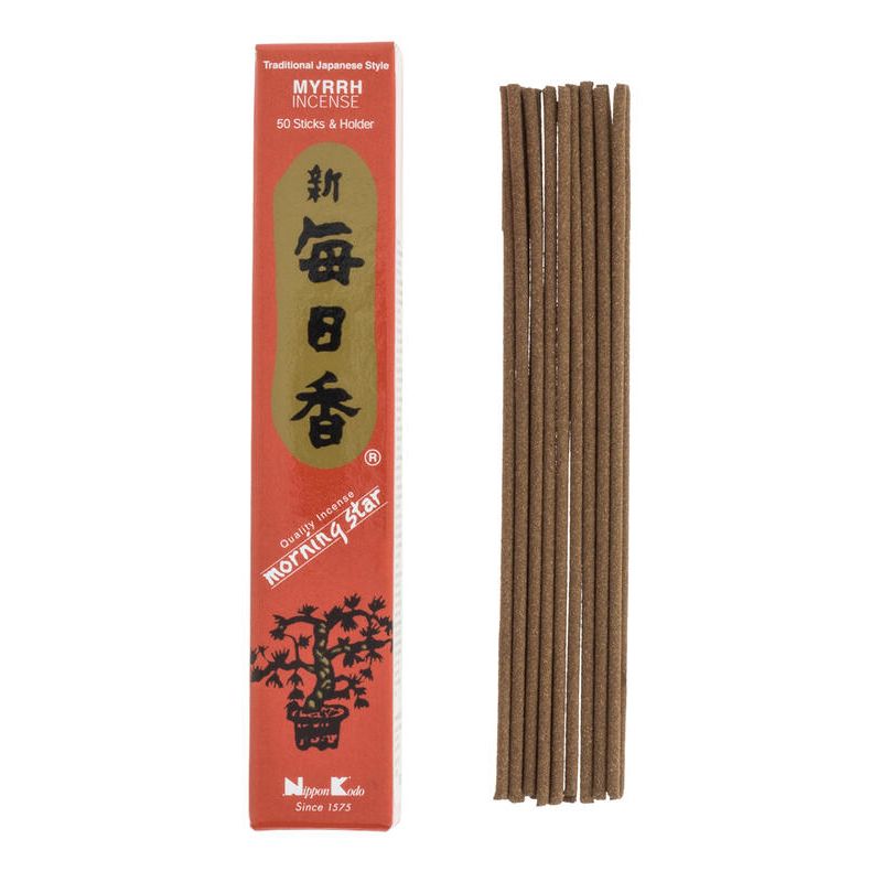 Box of 50 Japanese incense sticks, MORNING STAR MYRRH, Myrrh fragrance