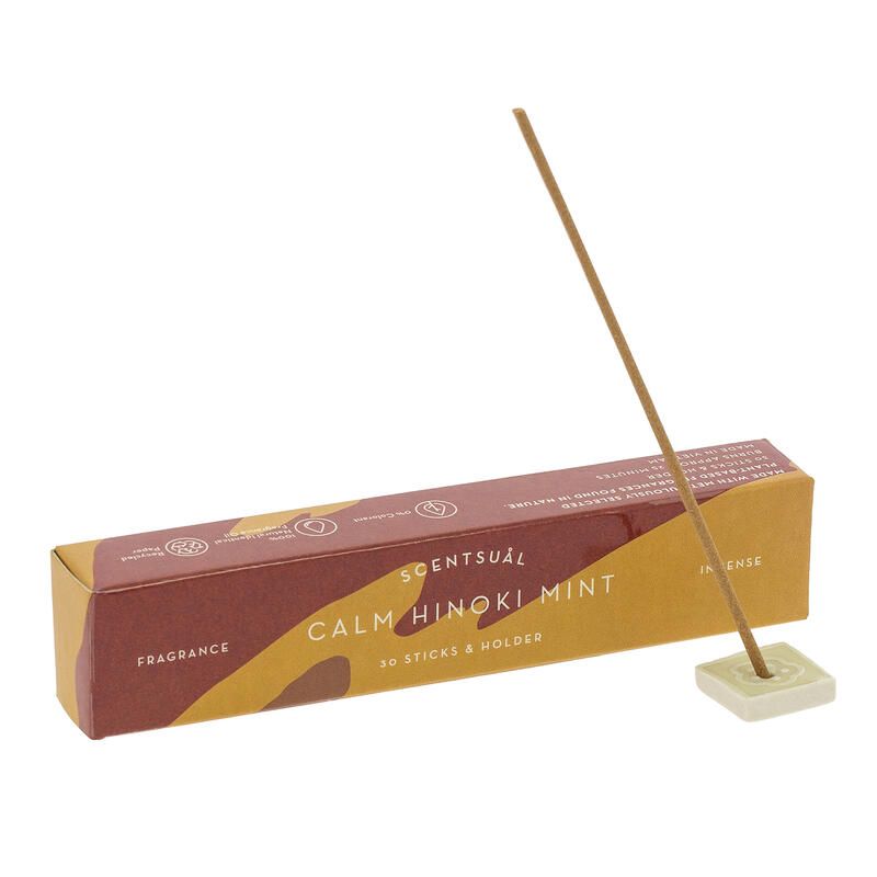 Scatola da 30 bastoncini di incenso con supporto per incenso, SCENTSUAL CALM HINOKI MINT, Hinoki