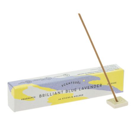 Box of 30 incense sticks with incense holder, SCENTSUAL BRILLANT BLUE LAVENDER, Lavender