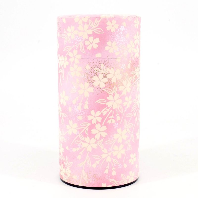 Pink Japanese tea box in washi paper - PINKU - 200gr