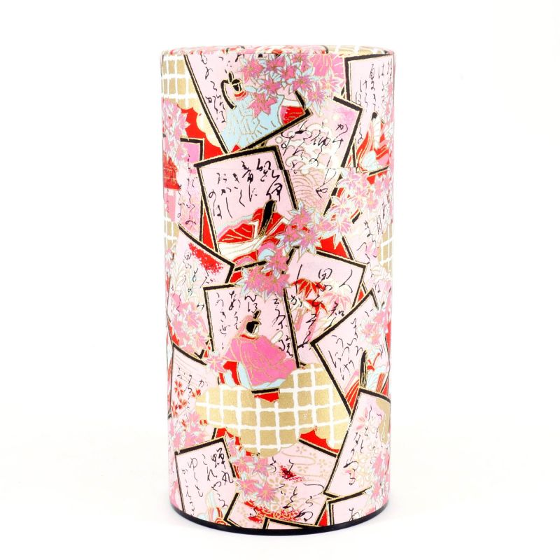 Pink Japanese tea box in washi paper - HANAFUDA - 200gr