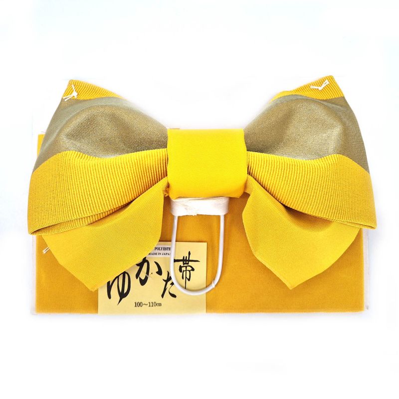 Cinturón Obi con nudo tradicional japonés en poliéster, MUSUBI-OBI, amarillo