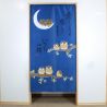 long rideau noren bleu japonais hiboux 85 x 170 cm TANOSHII TOKI MO