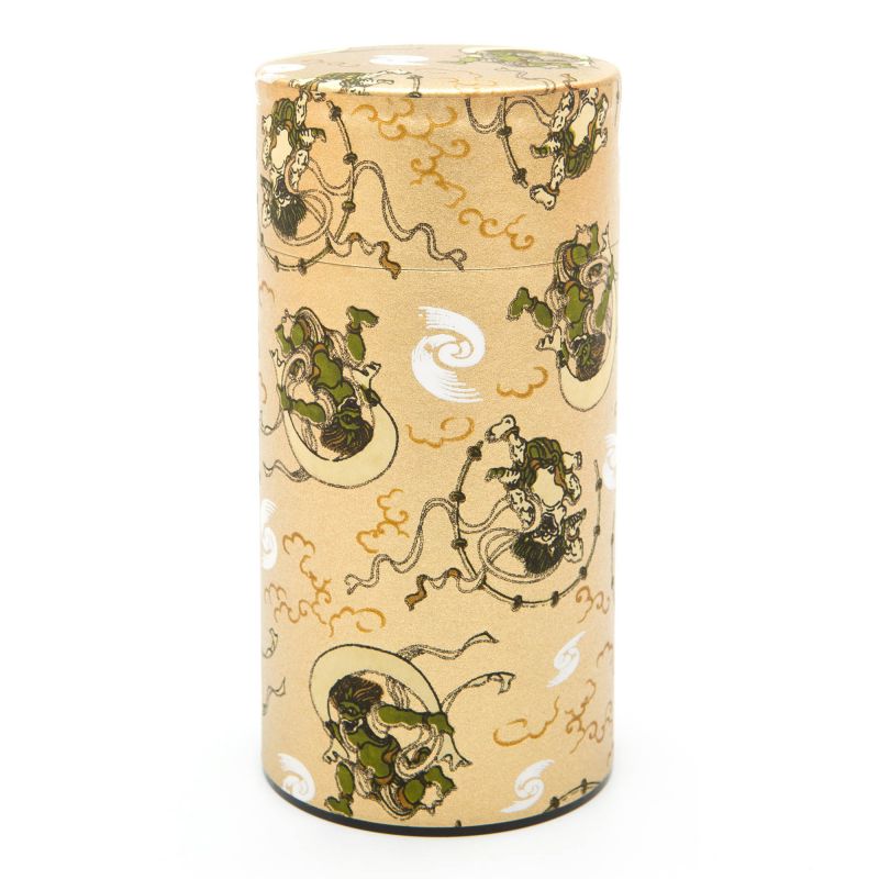 Boîte à thé japonaise or en papier washi - RAIJIN FUJIN - 200gr