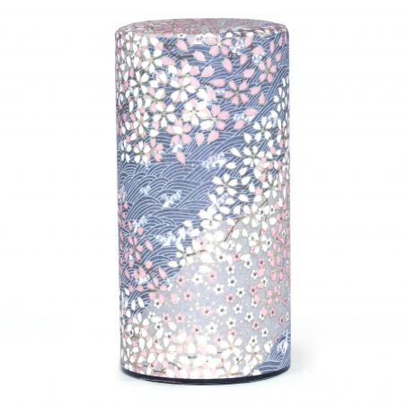 Graue japanische Teedose aus Washi-Papier - SAKURA 2 - 200gr