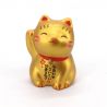 Gato de la suerte japonés Manekineko dorado en cerámica, NINEKO, 4,5 cm