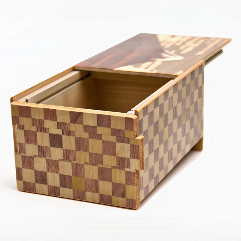 Secret box in traditional Yosegi marquetry from Hakone, FUJISAN KAMERIA, 10 levels