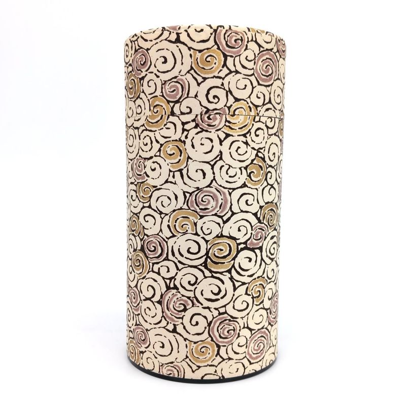 Beige Japanese tea box in washi paper - RASEN - 200gr