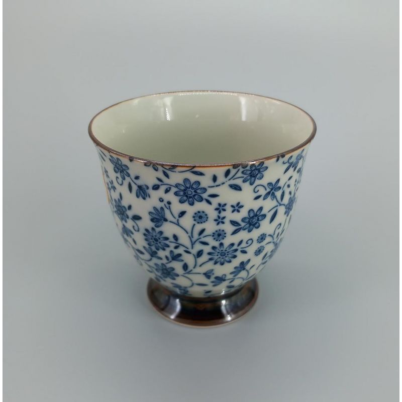 tasse japonaise en céramique motifs fleurs SUÎTO bleu