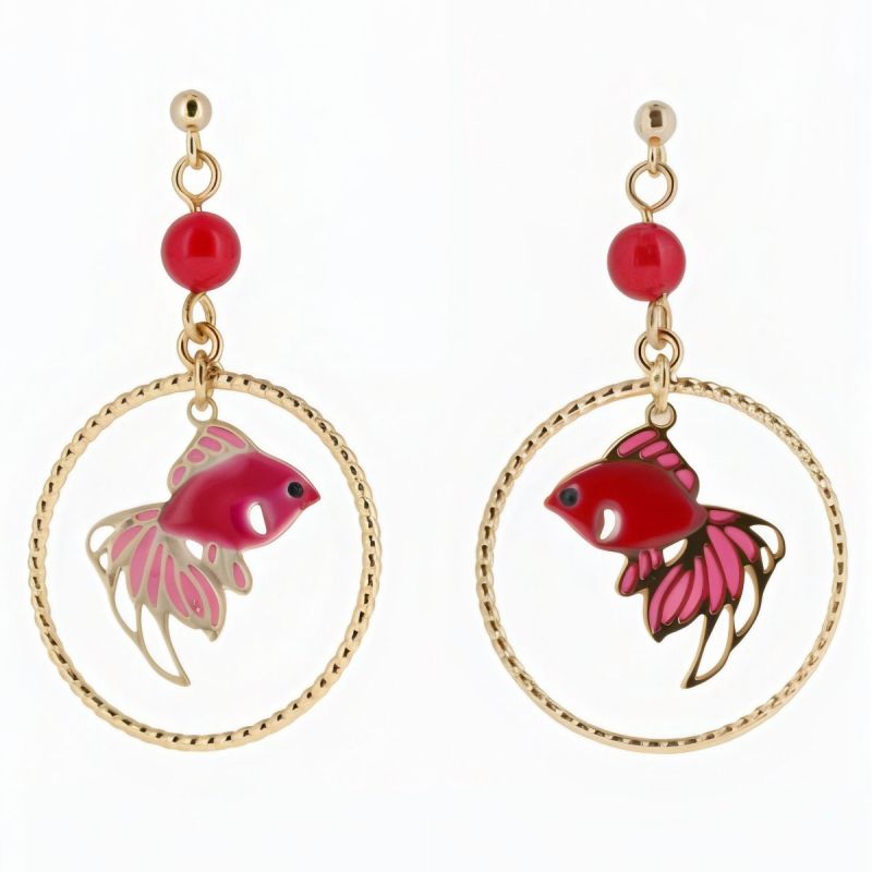 Japanese earrings - Swimming goldfish pattern