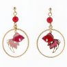 Boucles d'oreilles japonaises- Motif poissons rouges qui nagent