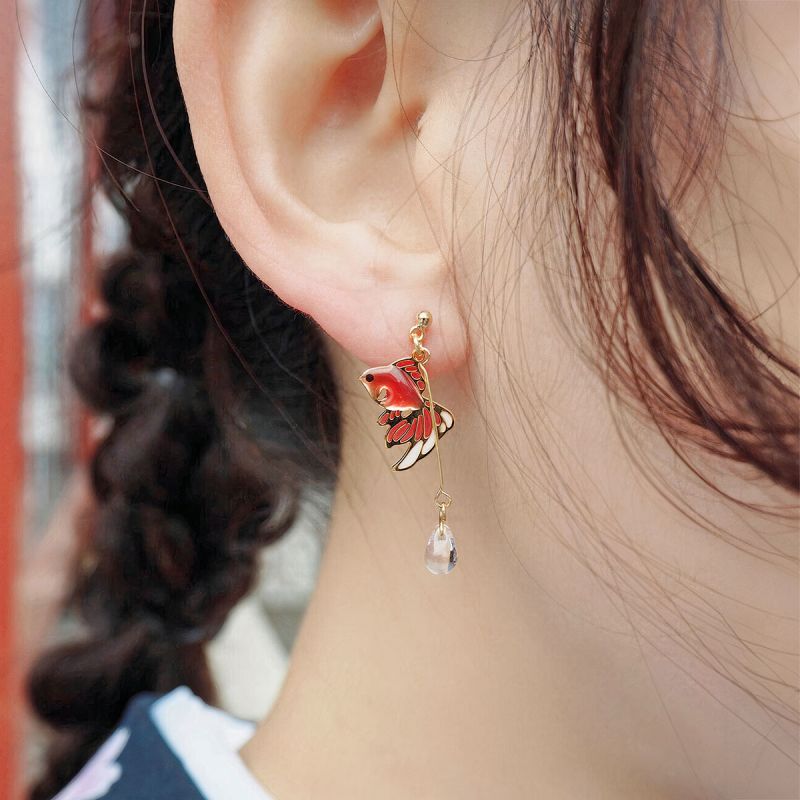 Japanese earrings - Goldfish motif