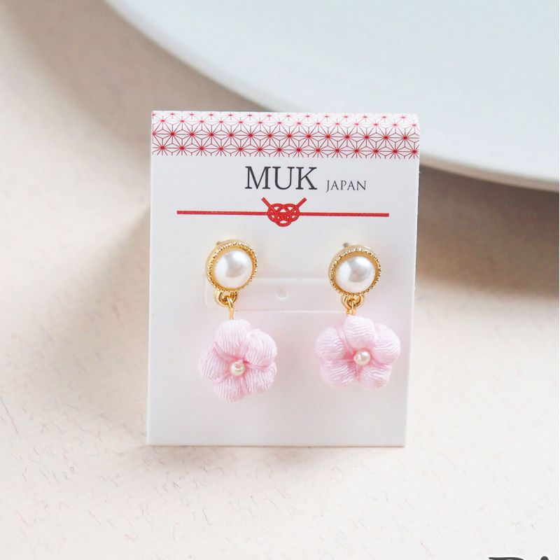 Boucles d'oreilles japonaises- Motif Fleurs de prunes