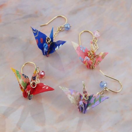 Boucles d'oreilles japonaises- Motif Grues