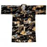 Kimono happi japonais noir avec dragon doré en coton pour homme - DORAGON