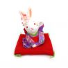 Ornement lapin blanc japonais en céramique en kimono violet- SUWATTE IRU USAGI