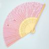 Japanese silk and bamboo fan, KINUSENSU, pink