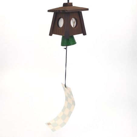 Campana de viento furin verde en bambú de hierro fundido de Japón, MOKUSEIFURIN Tourou Shikaku