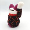 Manekineko japonés grande, gato de la suerte, KI KARAKUSA, negro y arabescos