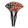 Japanese black resin hairpin with plum blossom pattern - UME