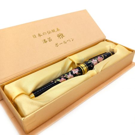 Stylo à bille, noir, dans un coffret, Fleurs de Sakura- SAKURA NO HANA