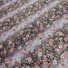 Japanese black cotton fabric, flower pattern, HANA, made in Japan width 112 cm x 1m