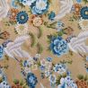 Japanese cotton gold fabric, crane pattern, TSURU HANA MATSU, made in Japan width 112 cm x 1m