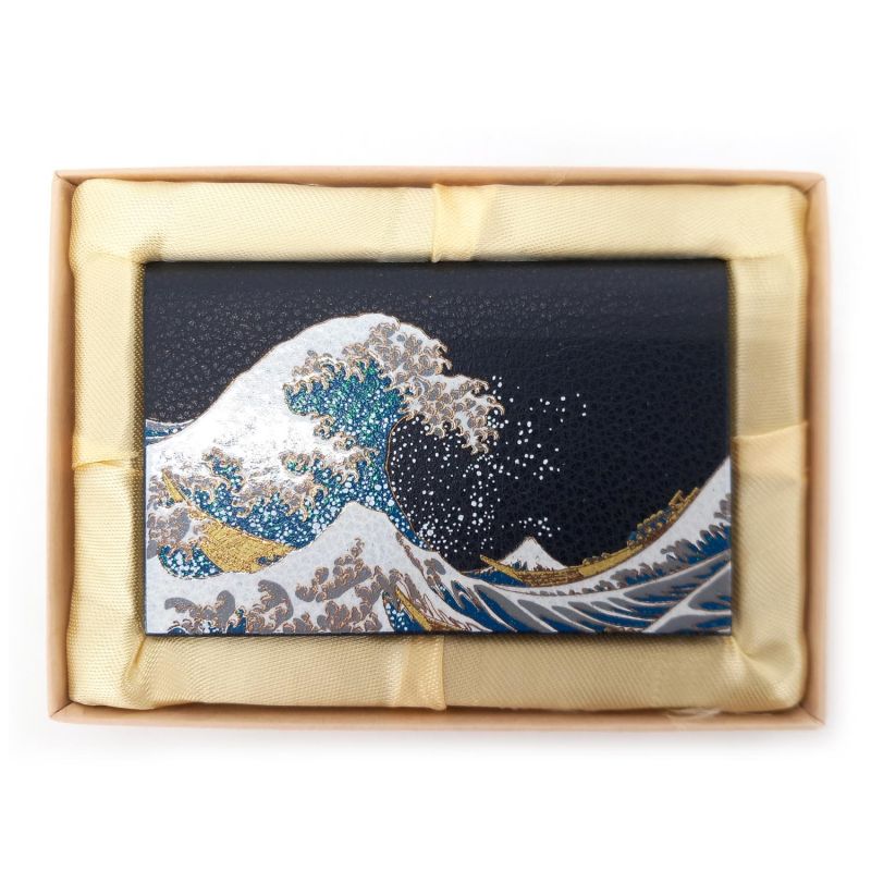 Tarjetero japonés rectangular con estampado de ondas Hokusai - HOKUSAI HA