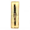 Japanese black resin ballpoint pen in a fan pattern box - FAN