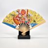 Japanese paper and bamboo decorative fan, 7 gods of happiness