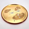 Round tray with gold lacquer effect, crane and cloud motif - KISSHO TSURU