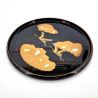 Round tray with red-brown lacquered effect Crane and cloud - KISSHO TSURU 2