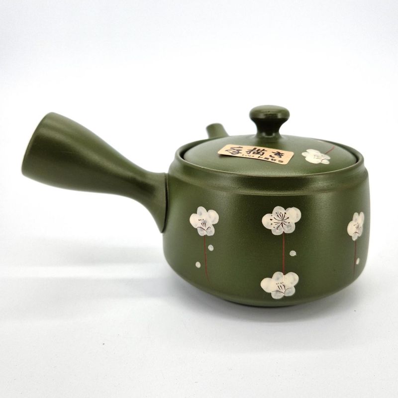 Japanese Kyusu Teapot in Brown and Green Ceramic, Sakura, 0.370lt