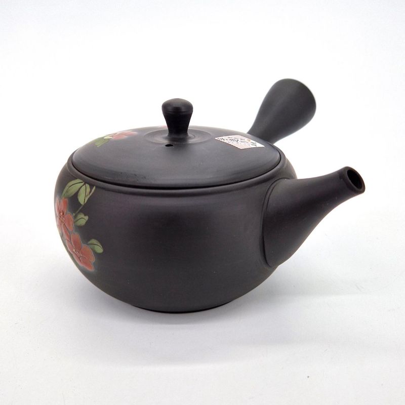 Tetera japonesa tokoname kyusu, SEGATAKAI SAKURA, negro y flores de cerezo