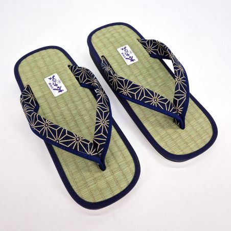 Japanese sandals zori rice straw Goza, star pattern, ASANOHA,