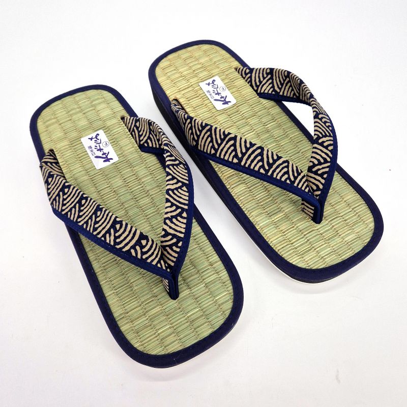 Japanische Zori-Sandalen aus Reisstroh Goza, Wellenmuster, NAMI