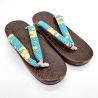 la paire de sabots japonais Geta, turquoise, HGT-2 NAMI