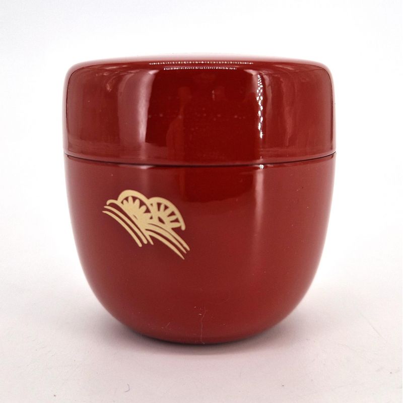 Boîte à thé japonaise natsume rouge en résine motif traditionnel, KODAIJI, 40g 