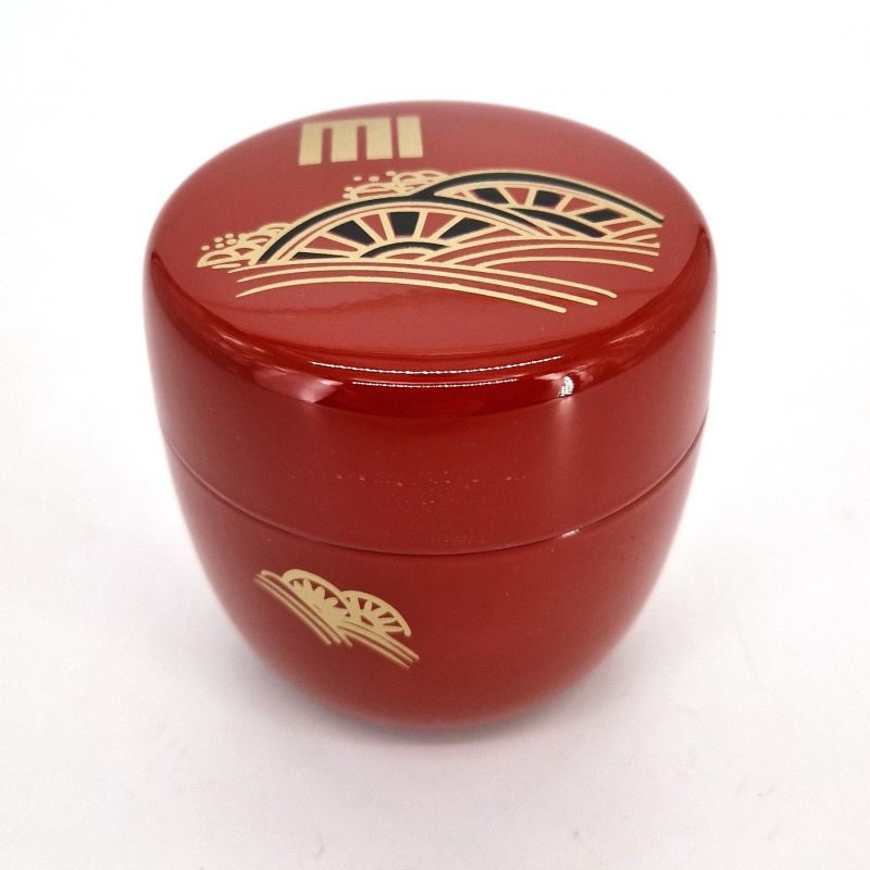 Japanese red natsume tea box in traditional pattern resin, KODAIJI, 40g