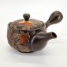 Teiera giapponese kyusu in argilla nera con motivo tokoname GINKGO MOMIJI, 280 cc