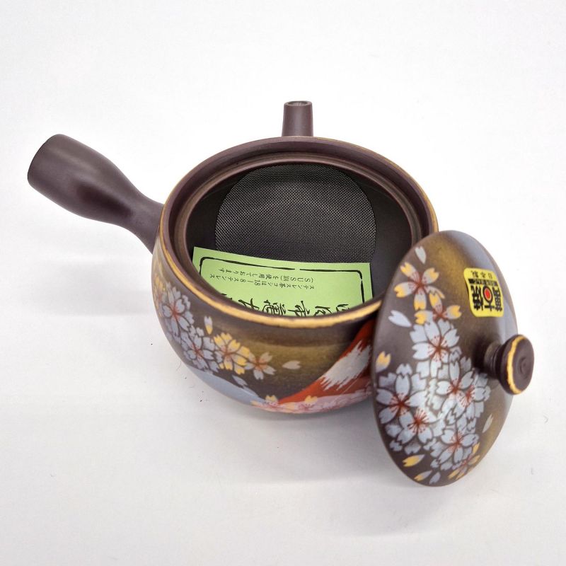 Teiera giapponese Kyusu in argilla nera tokoname modello AKA FUJI, 340 cc