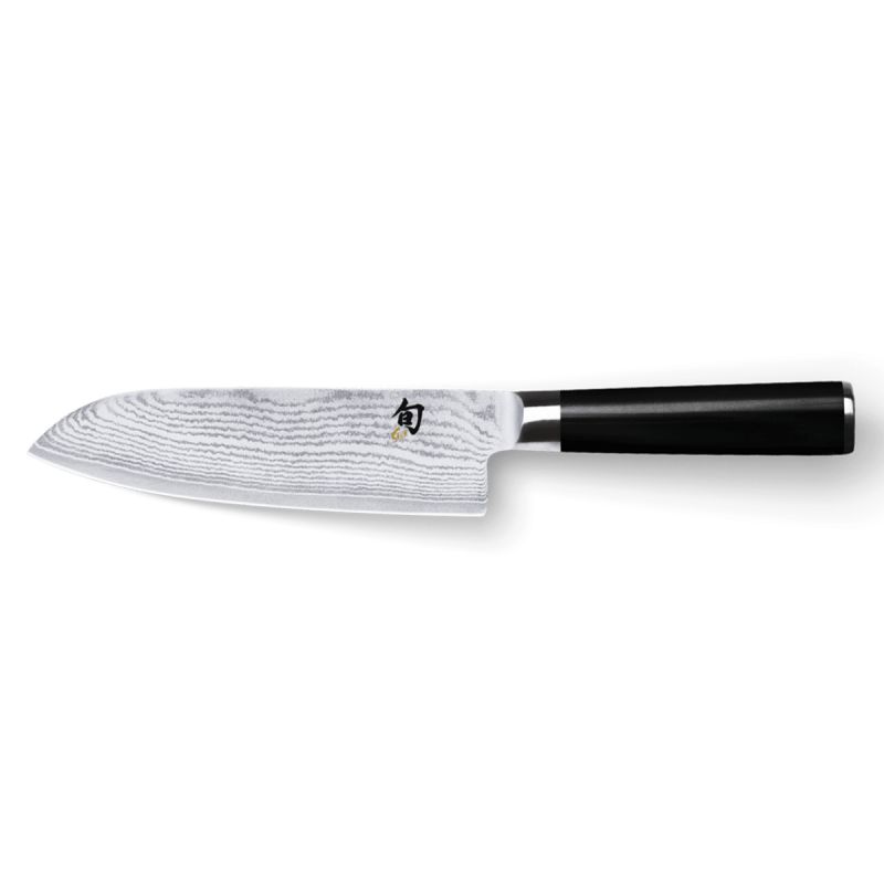 Cuchillo de cocina japonés para zurdos para todo tipo de comida, SANTOKU SHUN CLASSIC DAMASCUS, 18 cm