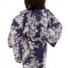 Kimono yukata traditionnel japonais bleu en coton motif fleurs de lys pour femme, YUKATA YURI