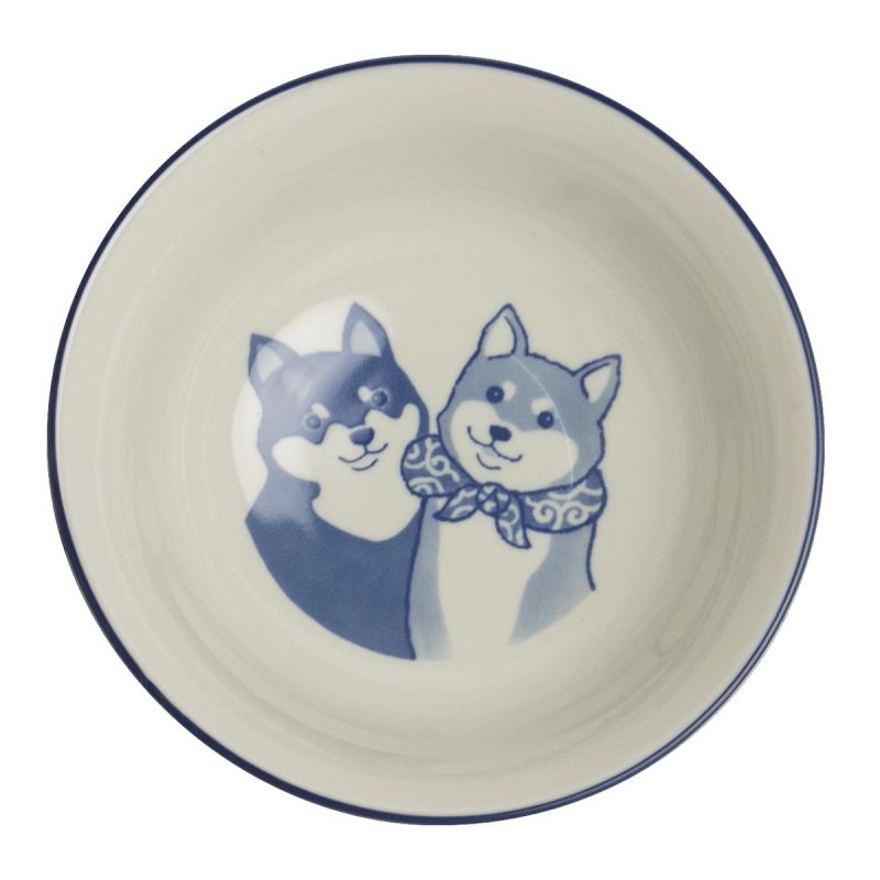 Japanese Ceramic Soup Bowl Duo, Pink and Blue - SHIBA INU