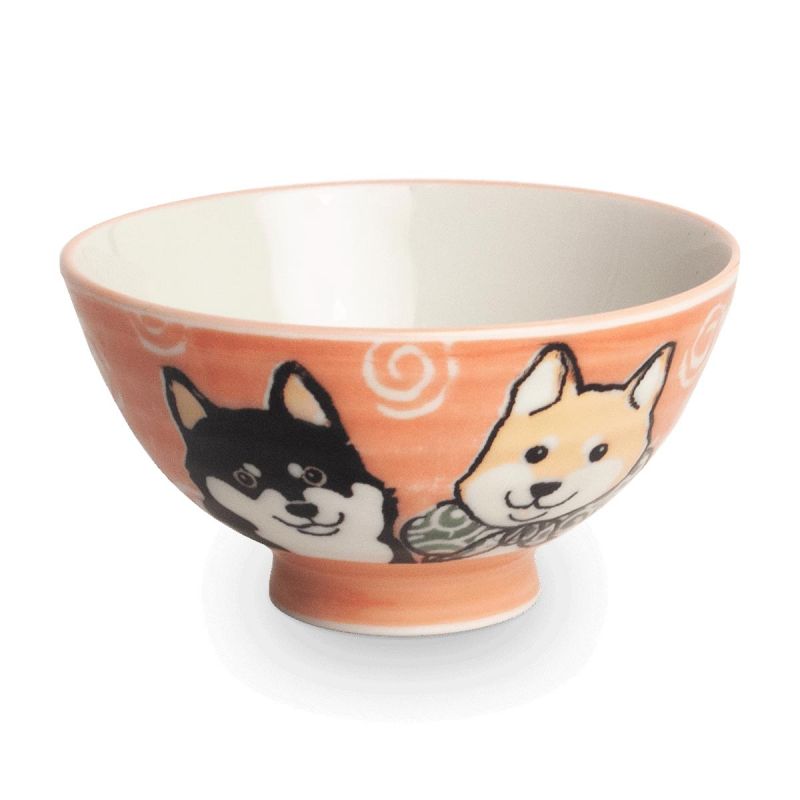 Duo japanischer Reisschalen aus Keramik, rosa und blau – SHIBA